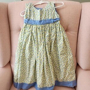 Strasburg 3 Years Or 3t Smocked Yellow and Blue Floral Kids Dress Spring Summer